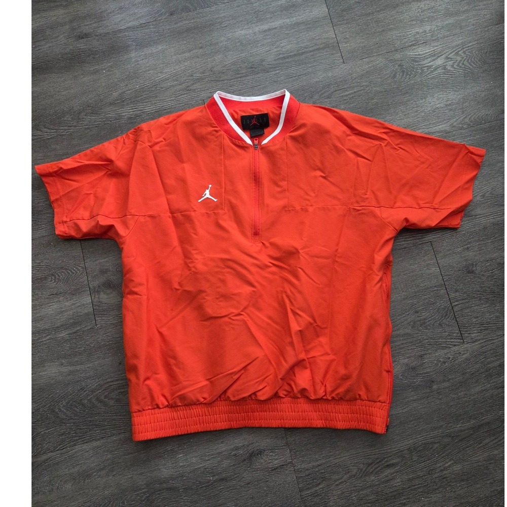 Jordan Short Sleeve Quarter Zip Windbreaker Mens XL Orange Pullover